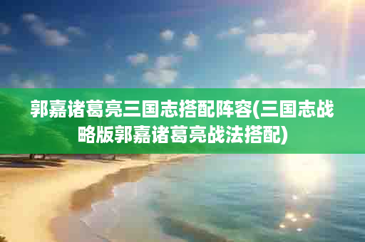 郭嘉诸葛亮三国志搭配阵容(三国志战略版郭嘉诸葛亮战法搭配)
