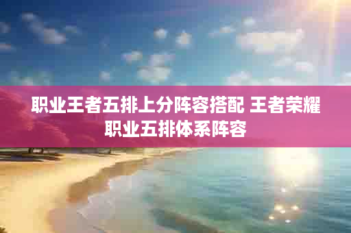 职业王者五排上分阵容搭配 王者荣耀职业五排体系阵容