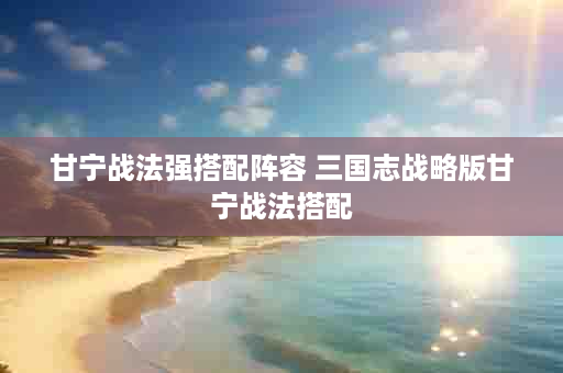 甘宁战法强搭配阵容 三国志战略版甘宁战法搭配
