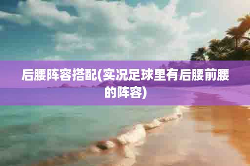 后腰阵容搭配(实况足球里有后腰前腰的阵容)