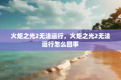 火炬之光2无法运行，火炬之光2无法运行怎么回事