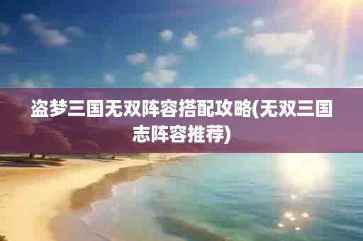 盗梦三国无双阵容搭配攻略(无双三国志阵容推荐)