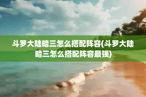 斗罗大陆暗三怎么搭配阵容(斗罗大陆暗三怎么搭配阵容最强)