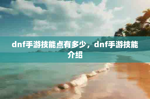 dnf手游技能点有多少，dnf手游技能介绍