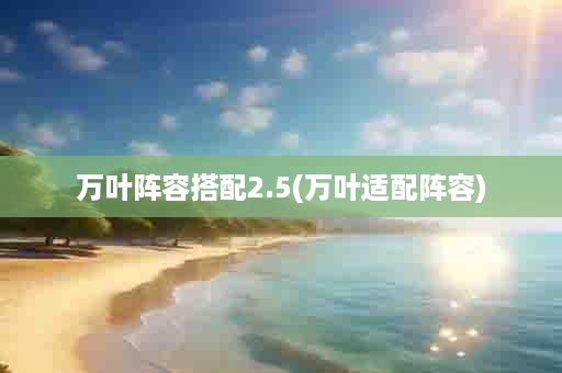 万叶阵容搭配2.5(万叶适配阵容)