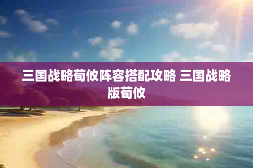 三国战略荀攸阵容搭配攻略 三国战略版荀攸