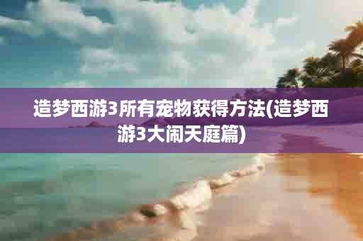 造梦西游3所有宠物获得方法(造梦西游3大闹天庭篇)
