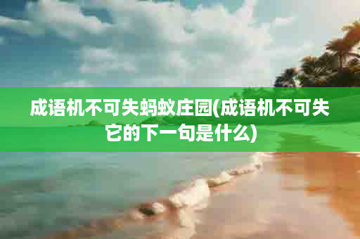 成语机不可失蚂蚁庄园(成语机不可失它的下一句是什么)